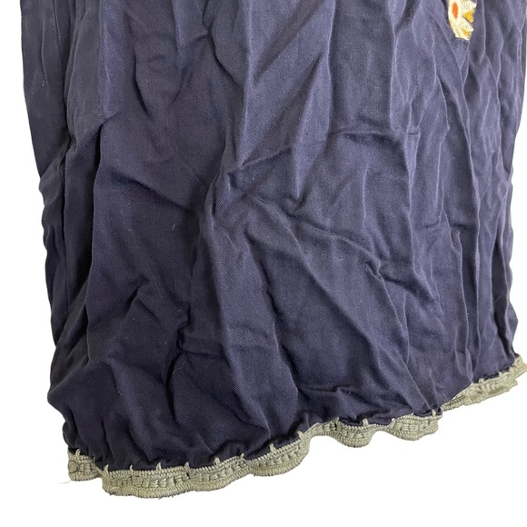 TEA N ROSE Embroidered Navy Blue Short Sleeve Pop Over Blouse Top Shirt Boho  S - Picture 10 of 16